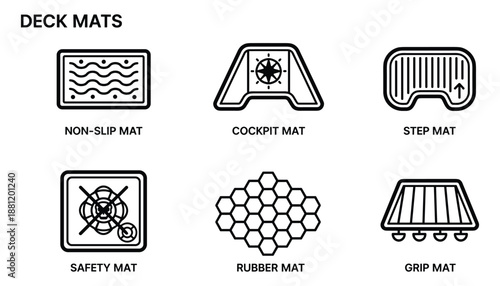 Set of non slip deck mats safety mats and rubber mats for boats isolated