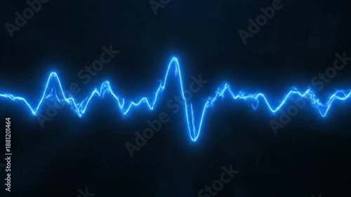 Abstract Electric Energy Waveform Animation with Glowing Blue Light on a Dark Background