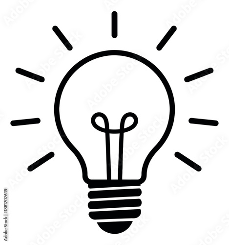 Line art illustration of a light bulb depicting a bright idea for creativity and innovation