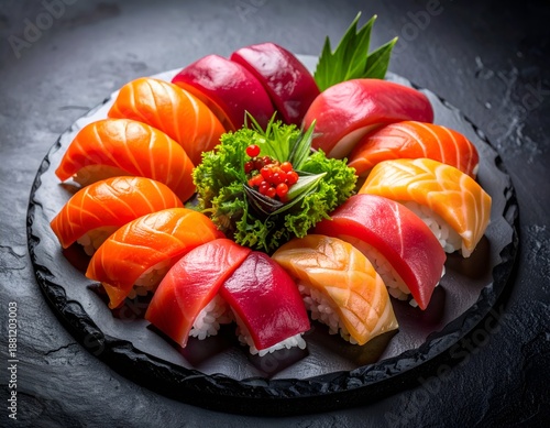 Wallpaper Mural Elegant Japanese Sushi and Sashimi Dish with Fresh Ingredients Torontodigital.ca