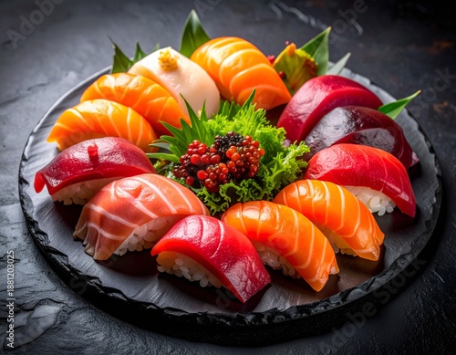 Wallpaper Mural Elevated View of Gourmet Sushi and Sashimi Platter with Fresh Fish Torontodigital.ca