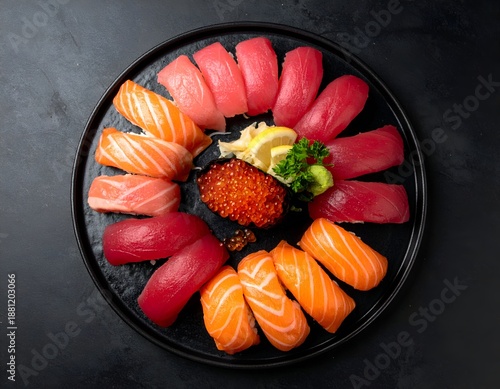 Wallpaper Mural Exquisite Japanese Sushi and Sashimi Platter with Fresh Salmon and Tuna Torontodigital.ca