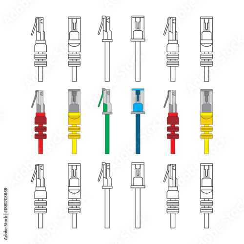 Array Of Spark Plug Illustrations In Various Colors For Automotive Parts
