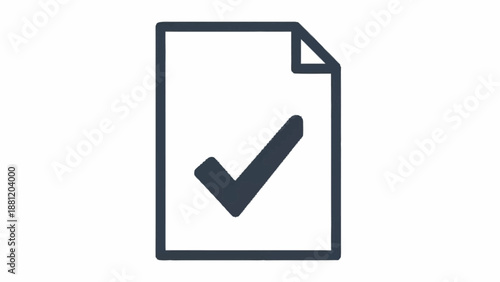 Simple black icon of a document with a checkmark.