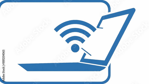 Laptop with wireless internet connection icon.