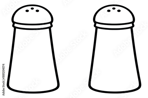 Hand drawn line art salt shaker set featuring two shakers for cooking and dining
