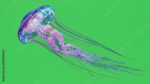 jellyfish isolated on green screen, part 4