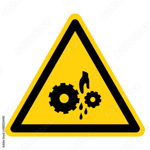 Rotating Gear Can Nip Hazard Symbol Sign ,Vector Illustration, Isolate On White Background Label.EPS10