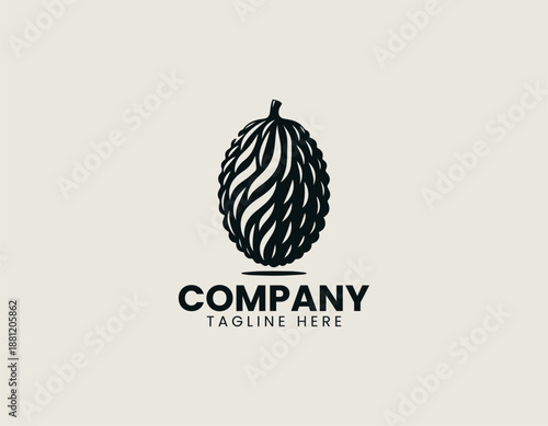 Jackfruit tropical fruit illustrated as bold black vector logo design