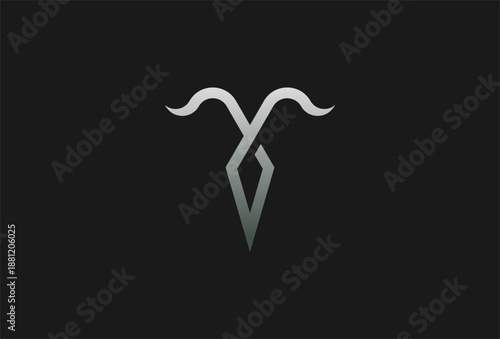 Initial Y horn Logo, minimalist letter Y with horn design logo, vector illustration