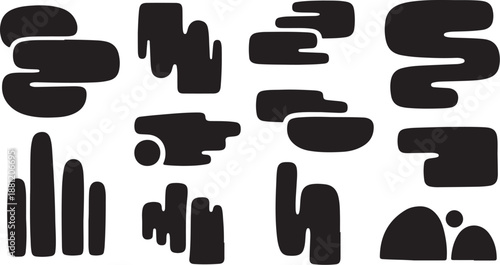 Abstract black shapes on a white background illustration design