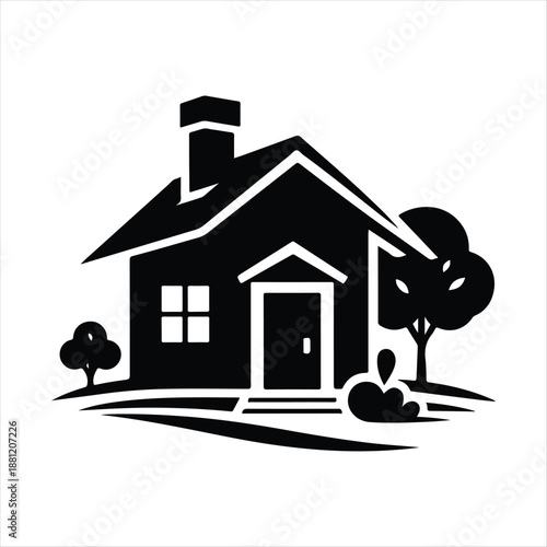 Home sweet home vector silhouette line art logo design concept illustration 