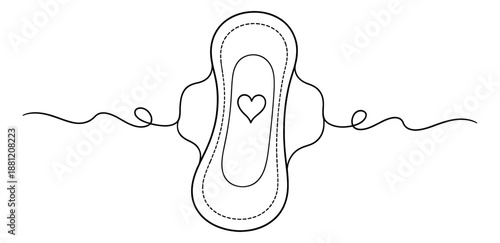 Hand drawn illustration of a menstrual pad depicting comfort and care for feminine hygiene