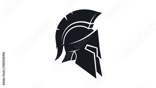 Black Spartan Helmet Silhouette Icon.