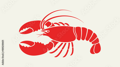 Red Lobster Illustration on Cream Background.