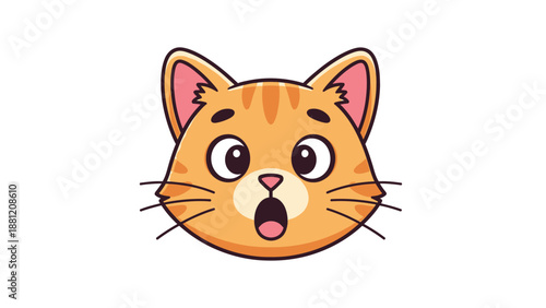 Surprised Orange Tabby Cat Face Cartoon.