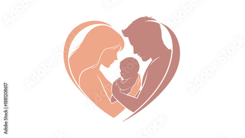 Family Love Heart Silhouette.