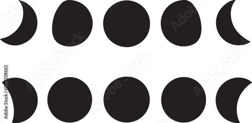 Phases of the Moon Lunar Cycle Icon Set Illustration