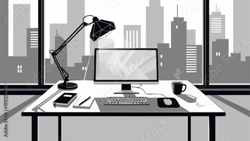 illustration of a man working on computer