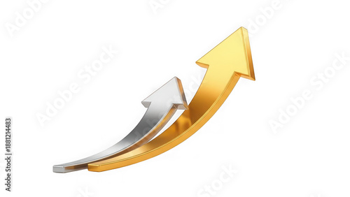 gold and silver arrows pointing upwards together