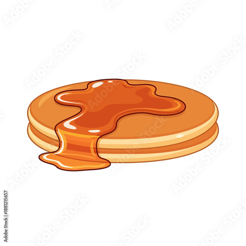 Stack of Pancakes with Syrup Drizzle - Cartoon Style