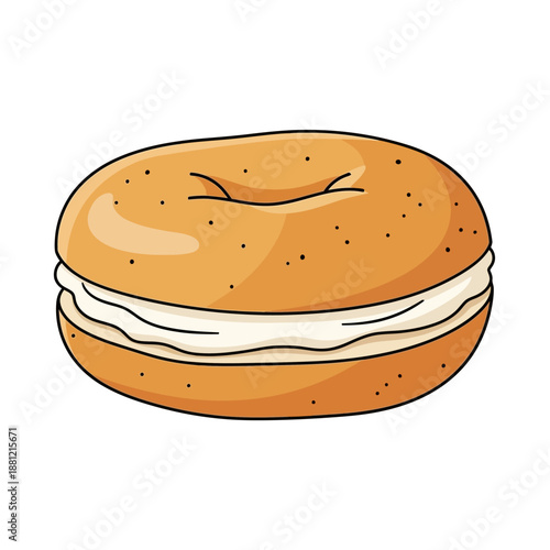 Bagel with Cream Cheese Illustration