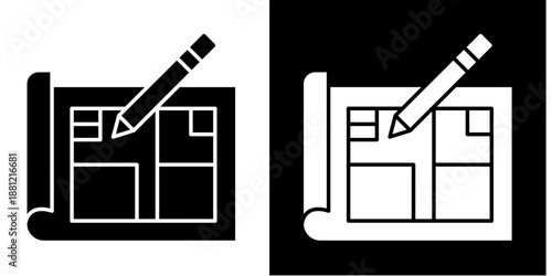 Plan  Icon Set White Style Collection