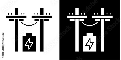 Electric Pole  Icon Set White Style Collection
