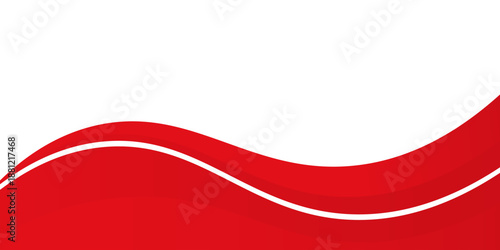 Vector red line background curve element with white space for text and message design, overlapping layers. Modern Creative trendy design