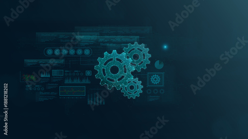 A captivating image of digital gears symbolizing innovation and technology integration in various industries, showcasing the future of automation.