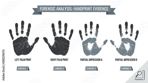 Forensic Handprint Illustration Set Crime Investigation Vector
