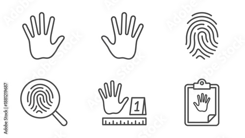 Forensic Handprint Outline Icon Set Editable Stroke