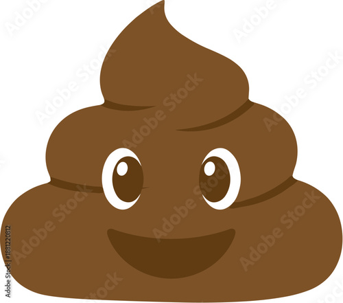 Flat Cute Brown Poop Emoji Graphic Design Symbol Icon