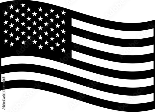 Silhouette Waving United States Flag With Star Field Graphic Element