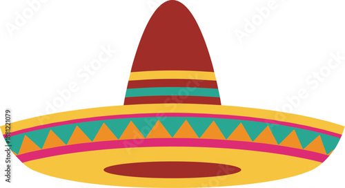 Simple Flat Design Sombrero Traditional Mexican Hat Culture Illustration Graphic