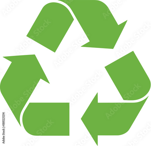 Simple Flat Green Recycle Arrow Triangle Symbol Sign Icon