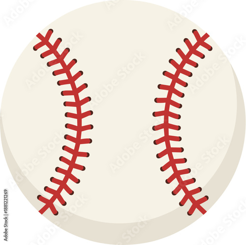 Simple Flat Design Baseball with Red Stitching Illustration Graphic Resource