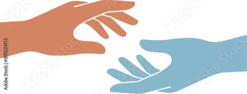 Abstract Minimalist Hand Reaching Illustration Depicting Help, Support and Connection