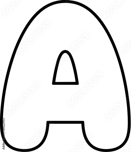 Simple Outlined Bubble Letter A Decorative Shape Alphabet Illustration