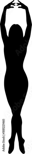 Minimalist Silhouette Female Ballet Dancer with Arms Raised Illustration