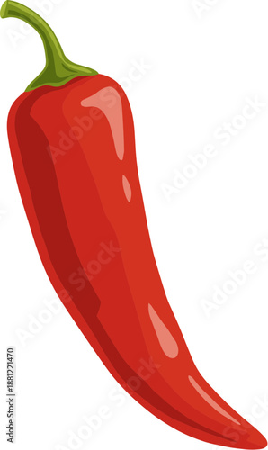 Detailed Flat Illustration of a Vibrant Red Chili Pepper Vegetable