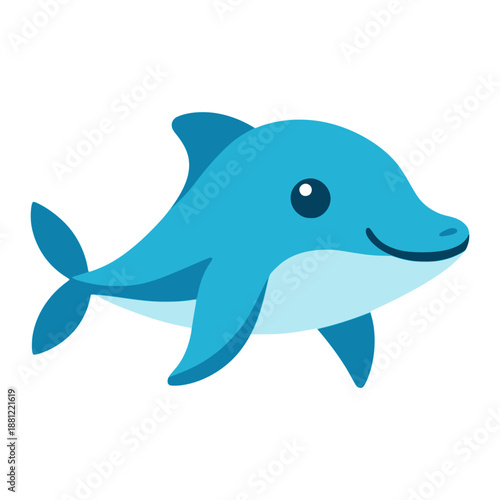 cute dolphin fish sea life animal flat color vector illustration template design