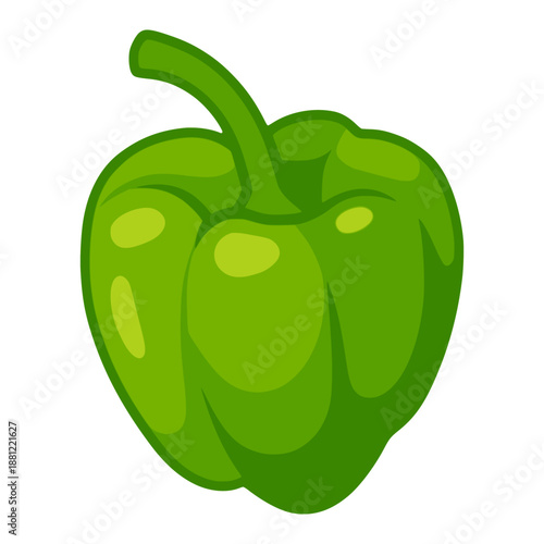 green bell pepper vegetable nature healthy food flat color vector illustration template design