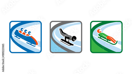 Ice Sports Flat Icons � Figure Skating Hockey Curling Set