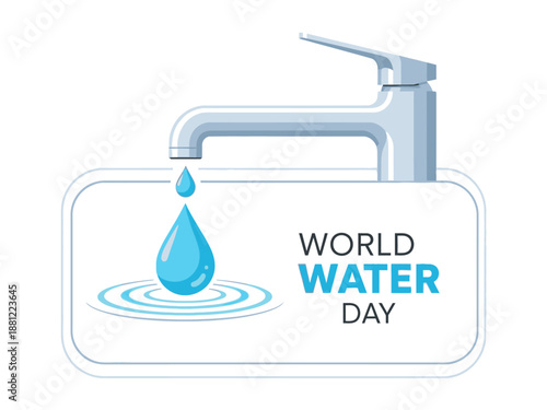 World Water Day celebration with dripping water faucet and ripples