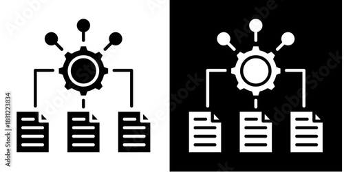 Rules Engine Icon Set White Glyph Style Collection
