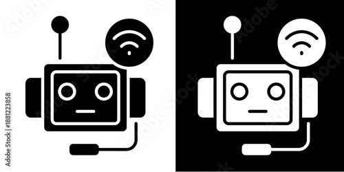 Smart Bot Icon Set White Glyph Style Collection
