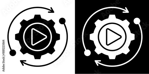 Repetitive Task Icon Set White Glyph Style Collection
