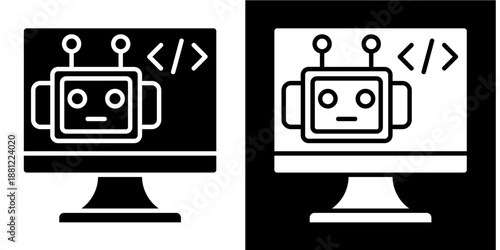 System Bot Icon Set White Glyph Style Collection
