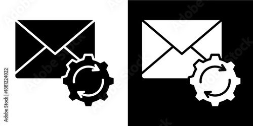 Auto Email Sender Icon Set White Glyph Style Collection
